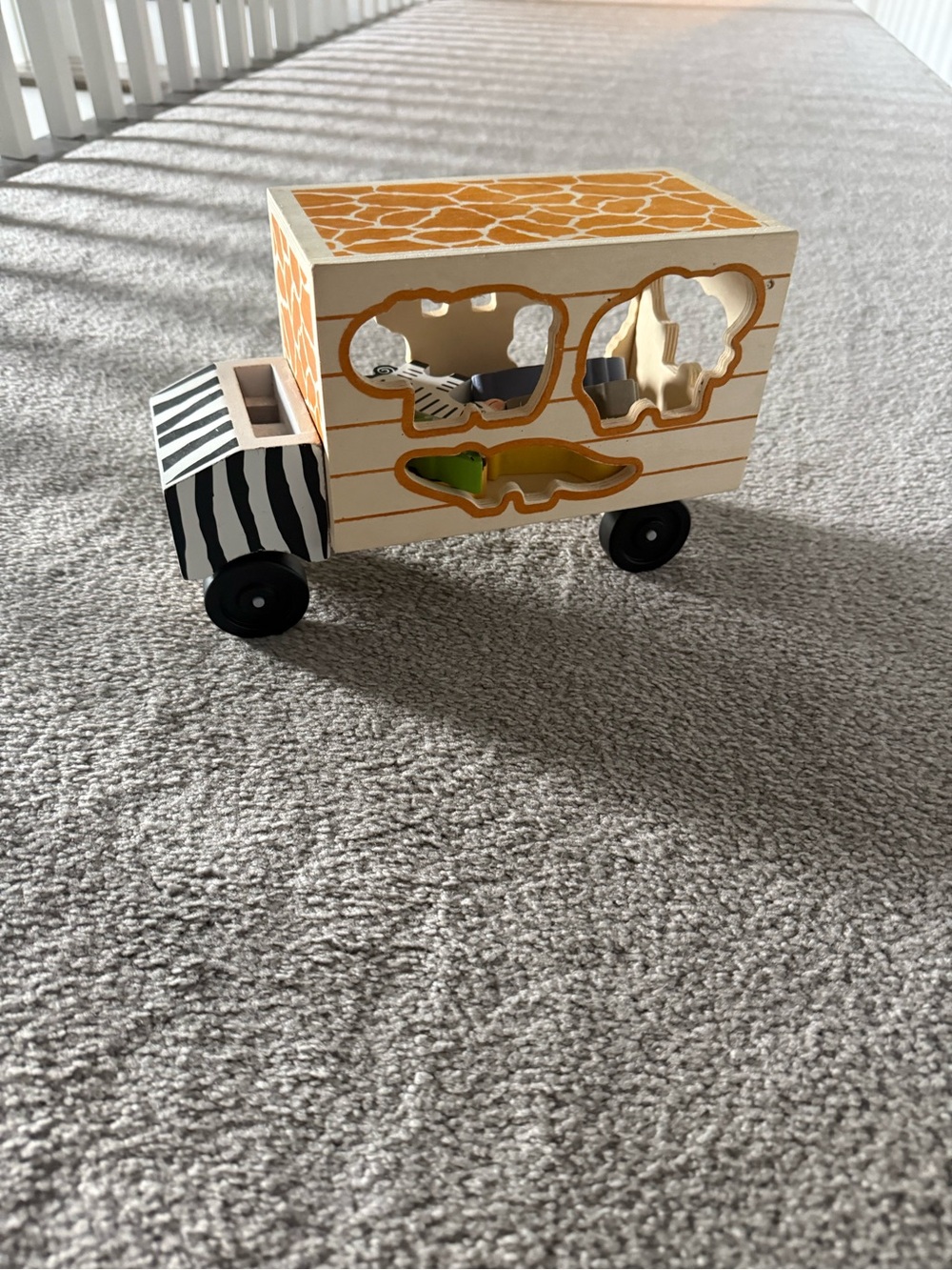 Wooden Animal Shape Sorter Toy Truck - Yellow & Black